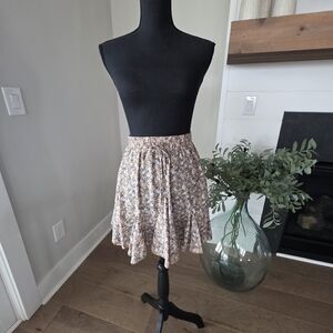 NWT!  Newbury Kustom Floral Flowy Skirt - Cream, Brown & Blue